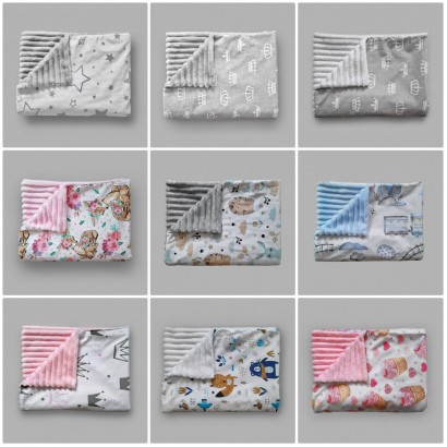 Дитячий двосторонній плед плюш Minky Stripe та польська бавовна 100×80 см